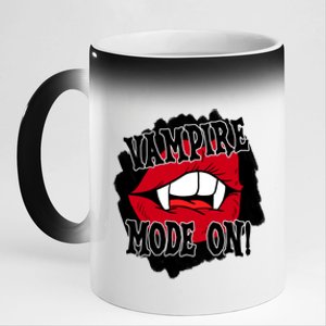 Vampire Mode On Fangs Lips Halloween 11oz Black Color Changing Mug