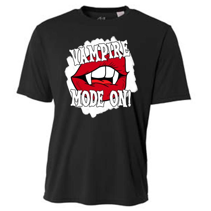 Vampire Mode On Fangs Lips Halloween Cooling Performance Crew T-Shirt