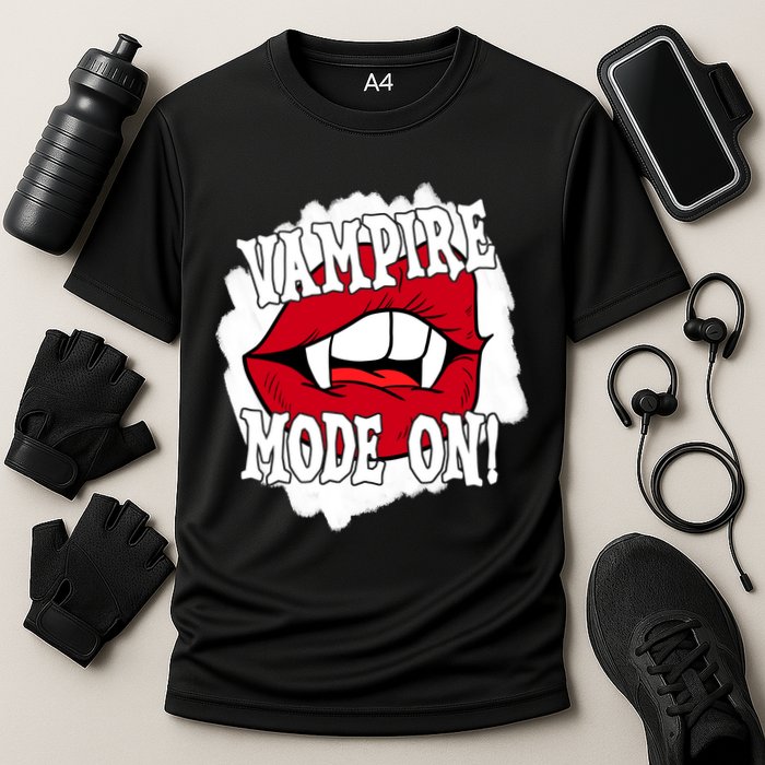 Vampire Mode On Fangs Lips Halloween Performance Shirt