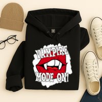 Vampire Mode On Fangs Lips Halloween Hoodie