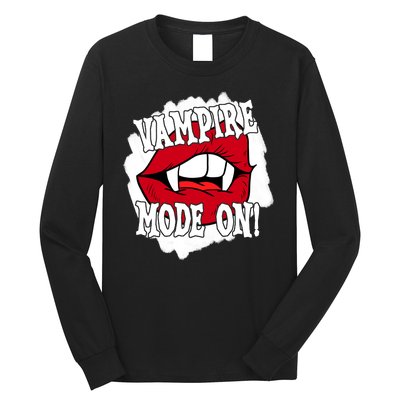 Vampire Mode On Fangs Lips Halloween Long Sleeve Shirt