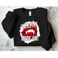 Vampire Mode On Fangs Lips Halloween Sweatshirt