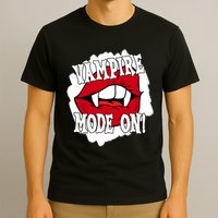 Vampire Mode On Fangs Lips Halloween T-Shirt