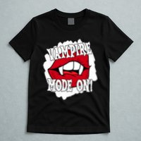 Vampire Mode On Fangs Lips Halloween T-Shirt