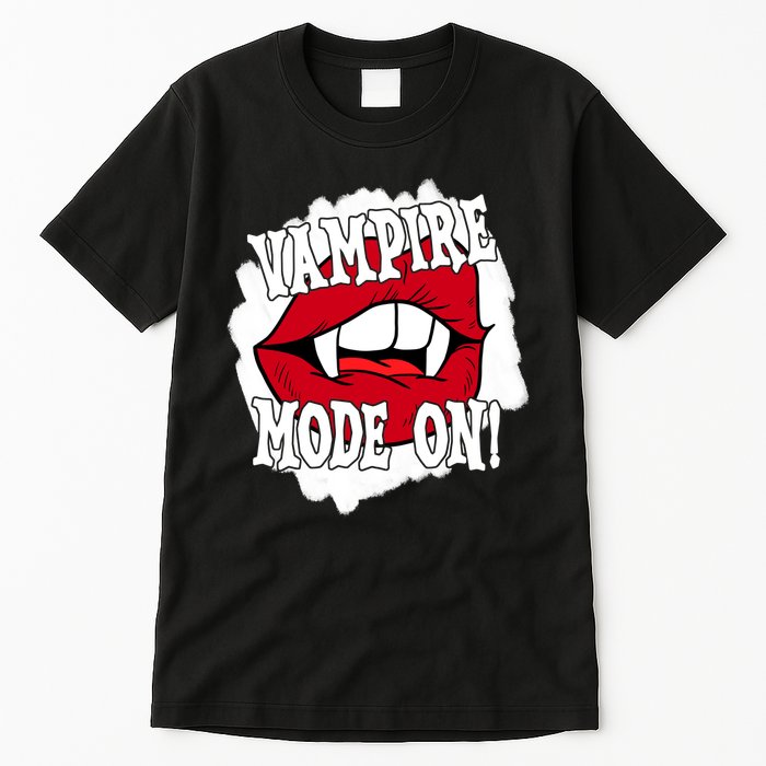 Vampire Mode On Fangs Lips Halloween Tall T-Shirt