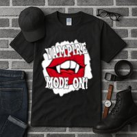 Vampire Mode On Fangs Lips Halloween Tall T-Shirt