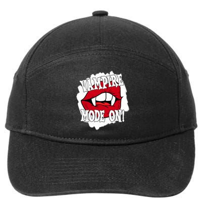Vampire Mode On Fangs Lips Halloween 7-Panel Snapback Hat