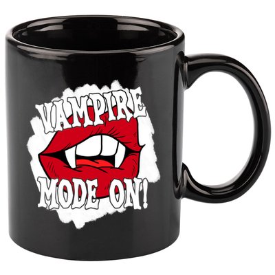 Vampire Mode On Fangs Lips Halloween 11oz C Handle Ceramic Mug