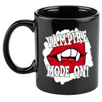 Vampire Mode On Fangs Lips Halloween 11oz C Handle Ceramic Mug