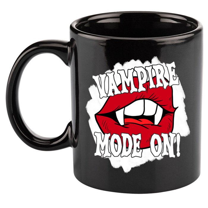 Vampire Mode On Fangs Lips Halloween 11oz C Handle Ceramic Mug