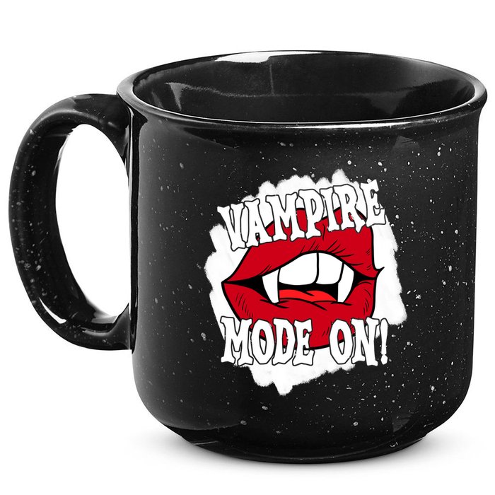 Vampire Mode On Fangs Lips Halloween 15oz Campfire Ceramic Mug