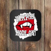 Vampire Mode On Fangs Lips Halloween Coaster