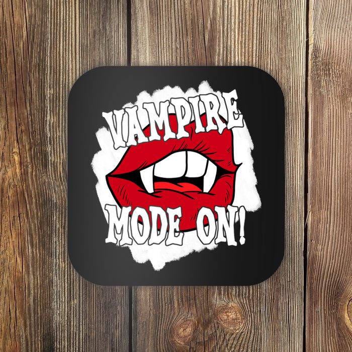 Vampire Mode On Fangs Lips Halloween Coaster