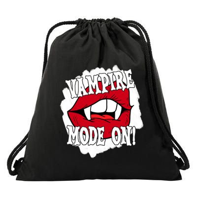 Vampire Mode On Fangs Lips Halloween Drawstring Bag
