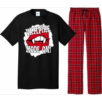 Vampire Mode On Fangs Lips Halloween Pajama Set