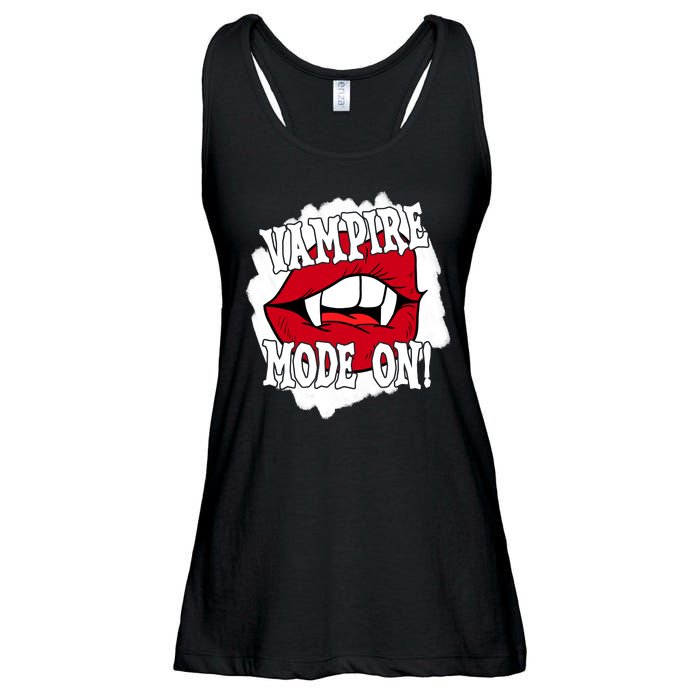 Vampire Mode On Fangs Lips Halloween Ladies Essential Flowy Tank