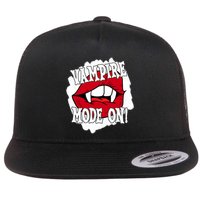 Vampire Mode On Fangs Lips Halloween Flatbill Hat