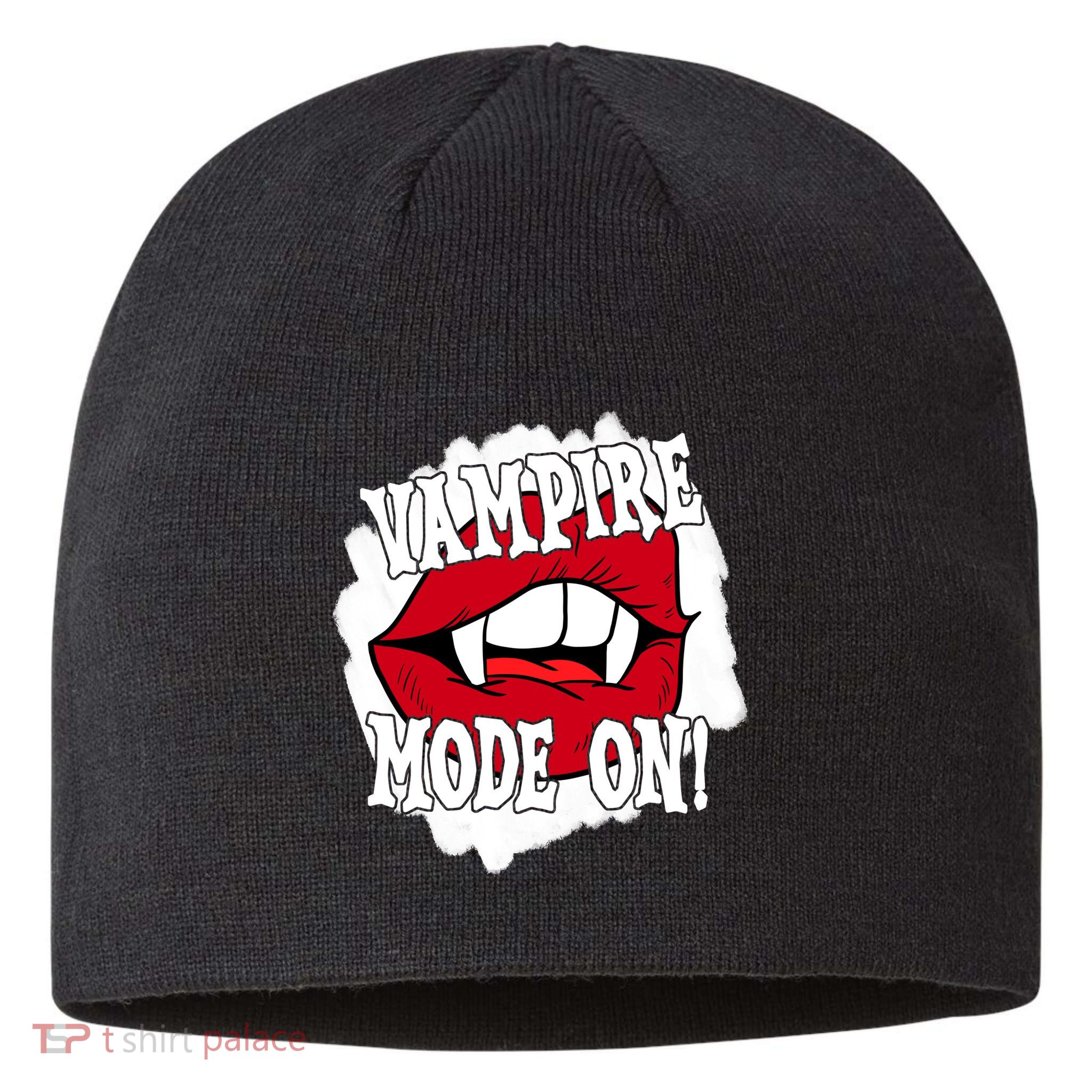 Vampire Mode On Fangs Lips Halloween Sustainable Beanie