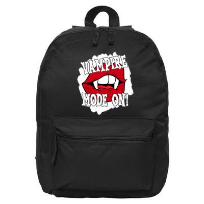 Vampire Mode On Fangs Lips Halloween 16 in Basic Backpack
