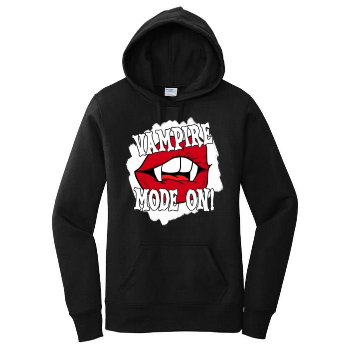 Vampire Mode On Fangs Lips Halloween Women's Pullover Hoodie