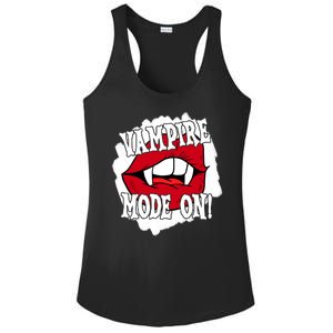 Vampire Mode On Fangs Lips Halloween Ladies PosiCharge Competitor Racerback Tank