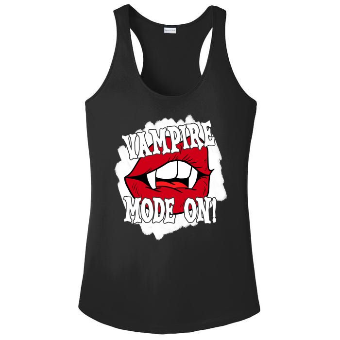 Vampire Mode On Fangs Lips Halloween Ladies PosiCharge Competitor Racerback Tank