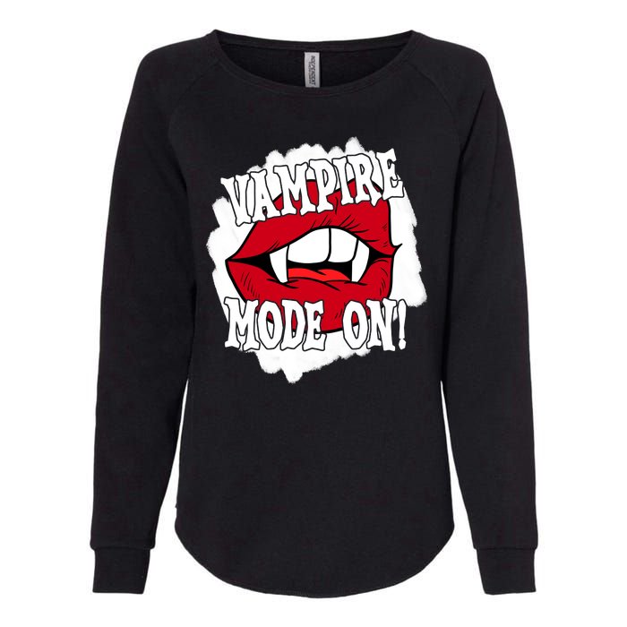 Vampire Mode On Fangs Lips Halloween Womens California Wash Sweatshirt