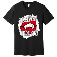 Vampire Mode On Fangs Lips Halloween Premium T-Shirt