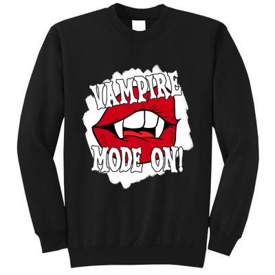 Vampire Mode On Fangs Lips Halloween Tall Sweatshirt