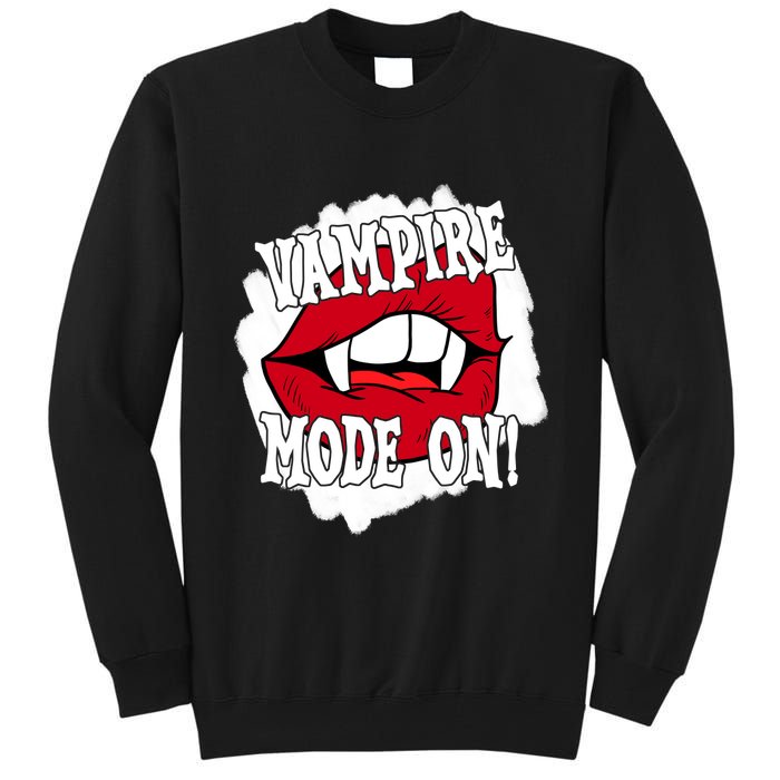 Vampire Mode On Fangs Lips Halloween Tall Sweatshirt