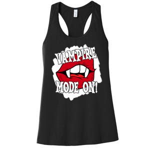 Vampire Mode On Fangs Lips Halloween Women's Racerback Tank