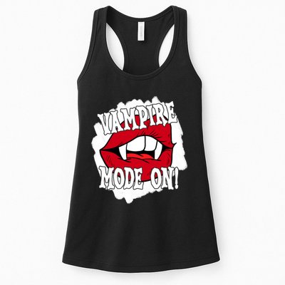 Vampire Mode On Fangs Lips Halloween Womens Tank Top