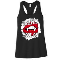 Vampire Mode On Fangs Lips Halloween Women's Racerback Tank