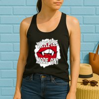 Vampire Mode On Fangs Lips Halloween Womens Tank Top