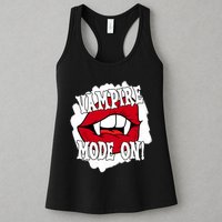 Vampire Mode On Fangs Lips Halloween Womens Tank Top