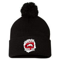 Vampire Mode On Fangs Lips Halloween Pom Pom 12in Knit Beanie