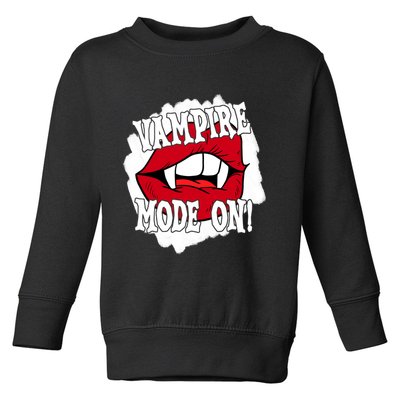 Vampire Mode On Fangs Lips Halloween Toddler Sweatshirt