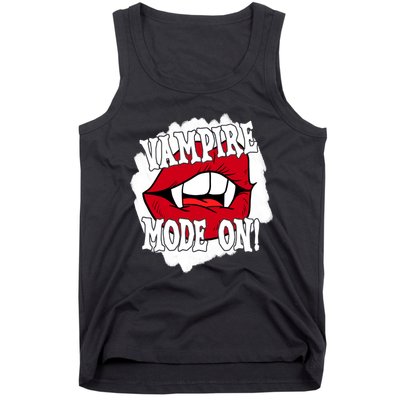 Vampire Mode On Fangs Lips Halloween Tank Top