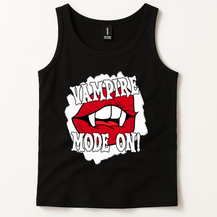 Vampire Mode On Fangs Lips Halloween Tank Top