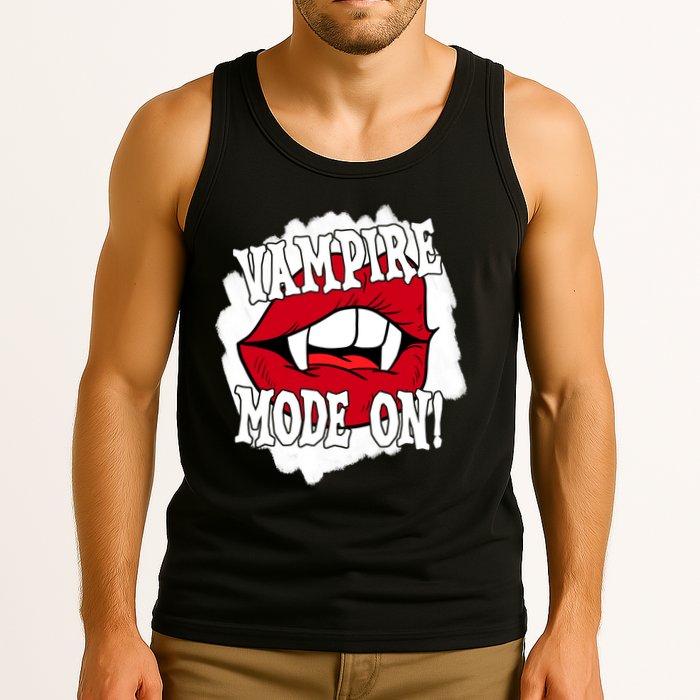 Vampire Mode On Fangs Lips Halloween Tank Top