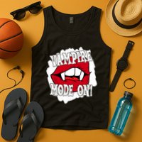 Vampire Mode On Fangs Lips Halloween Tank Top