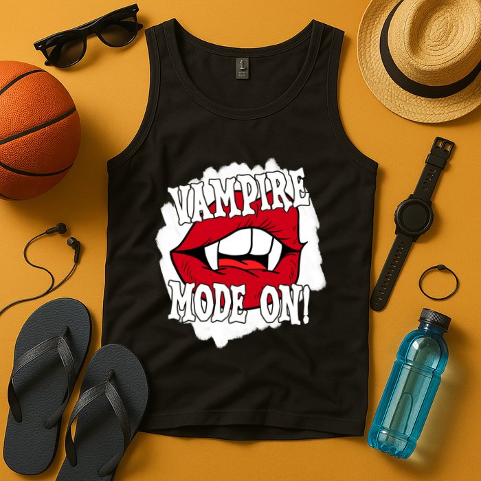 Vampire Mode On Fangs Lips Halloween Tank Top