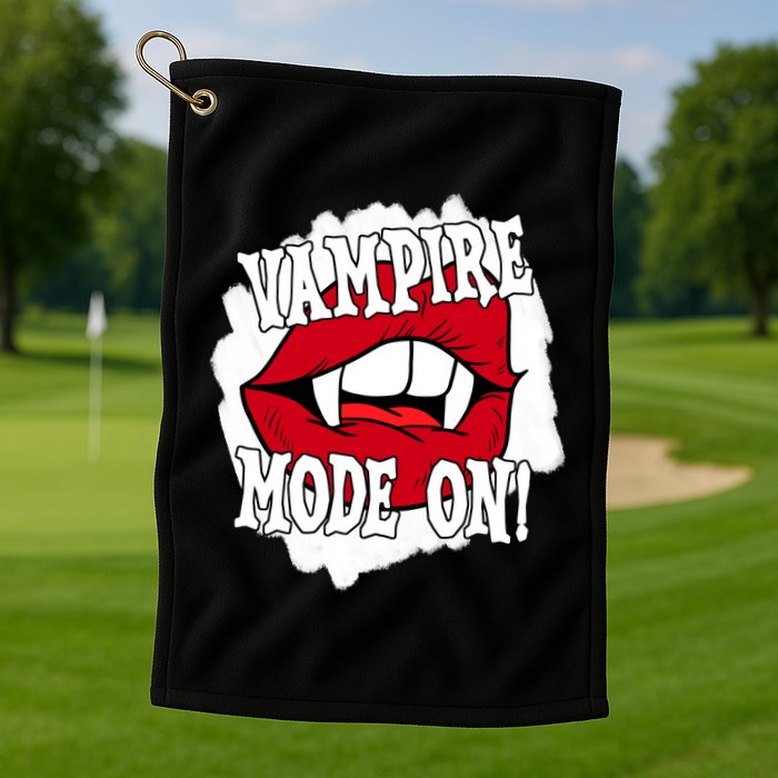 Vampire Mode On Fangs Lips Halloween Golf Towel