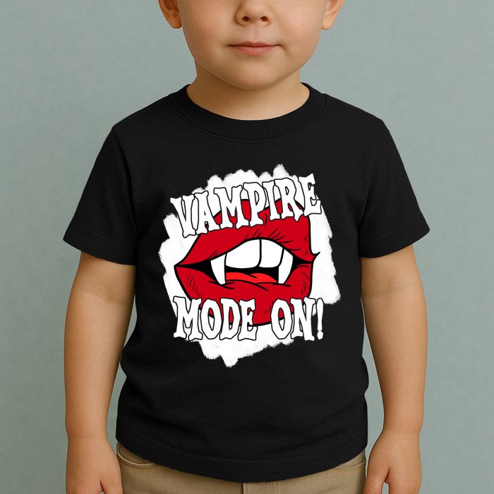 Vampire Mode On Fangs Lips Halloween Toddler T-Shirt