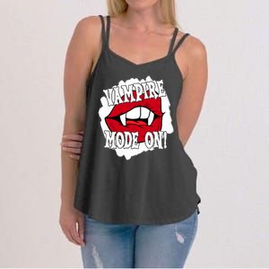 Vampire Mode On Fangs Lips Halloween Women's Strappy Tank