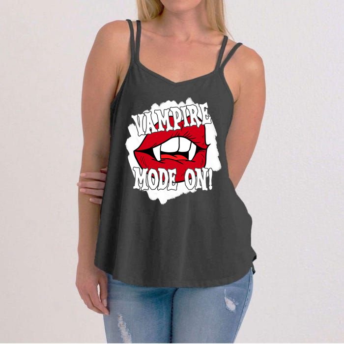 Vampire Mode On Fangs Lips Halloween Women's Strappy Tank