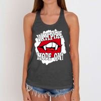 Vampire Mode On Fangs Lips Halloween Women's Knotted Racerback Tank