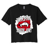 Vampire Mode On Fangs Lips Halloween Women's Crop Top Tee