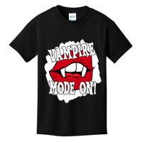 Vampire Mode On Fangs Lips Halloween Kids T-Shirt