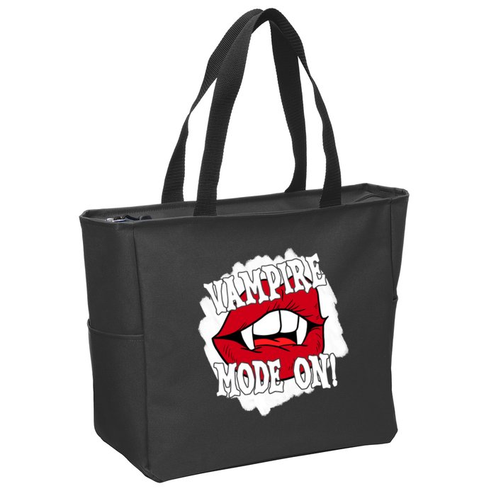 Vampire Mode On Fangs Lips Halloween Zip Tote Bag